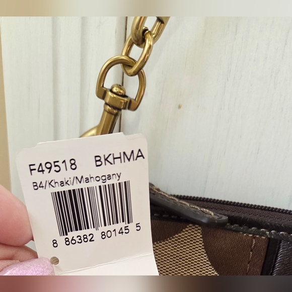 Coach Brown and Black Signature Clutch with Gold Chain - Picture 9 of 10